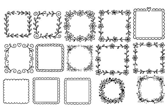 Download Line Art Style Floral Frame or Border - Premium Resources
